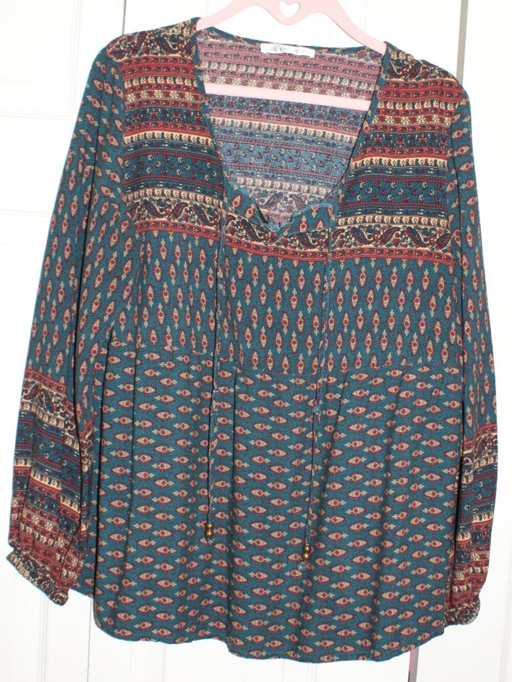Venus Boho Teal and Brown Tunic - Large - EUC